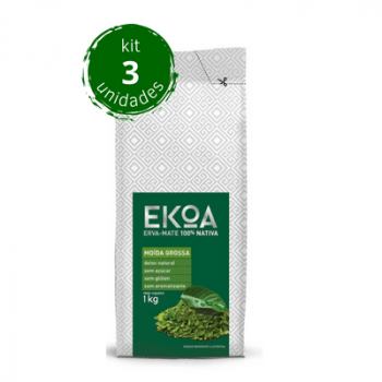 KIT 3 PACOTES de 1 kg de erva-mate EKOA Moída Grossa